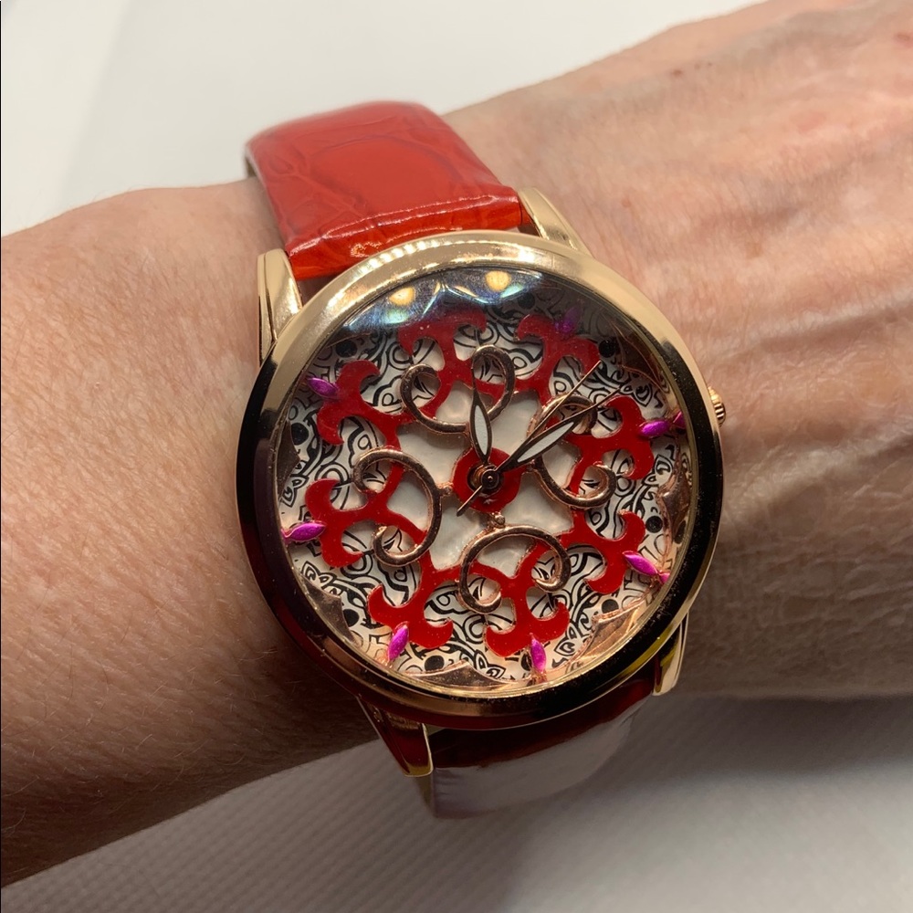 STRADA WATCH WITH RED FAUX LEATHER BAND - Picture 3 of 8